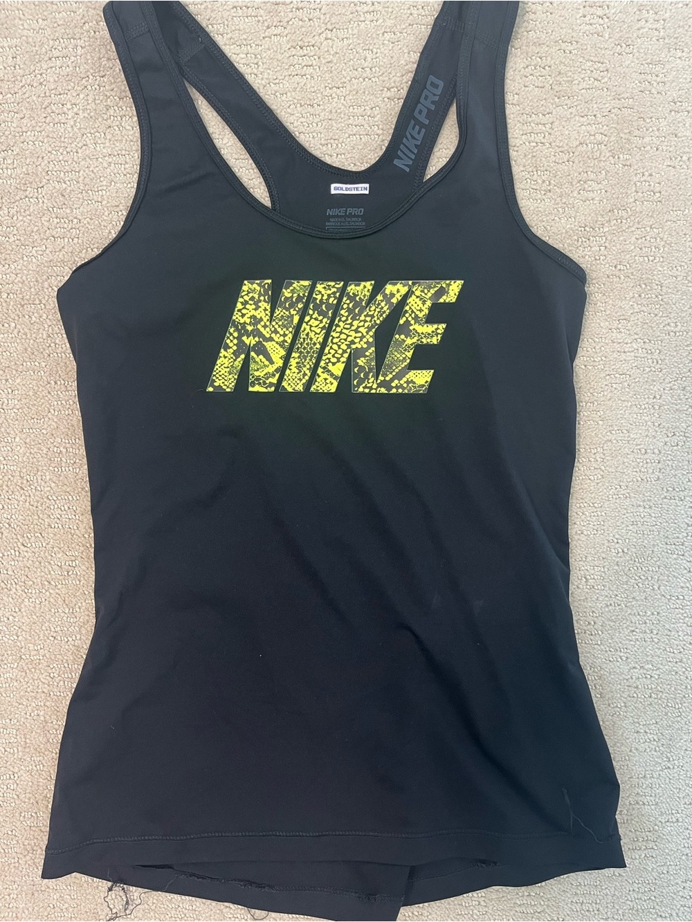 Nike Black Racerback Tank with Yellow Graphic
